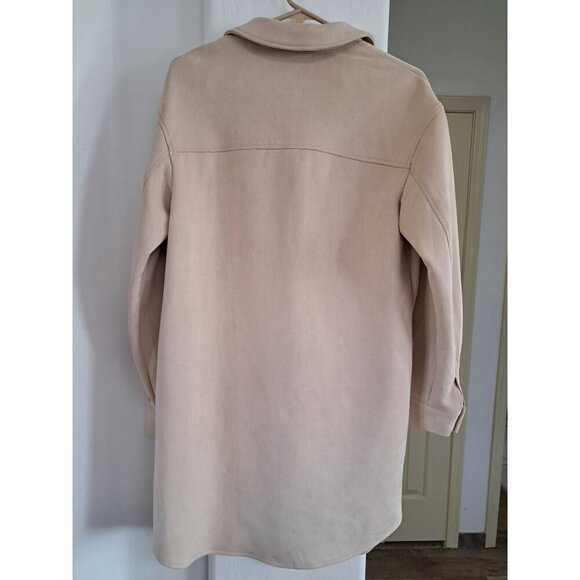 Marc New York Beige Suede Long Shirt Jacket With Button-Front Size XS - Picture 8 of 8